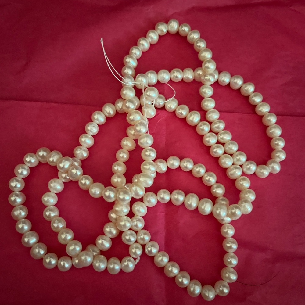 Gorgeous creamy fresh water pearls 42” ready to be strung